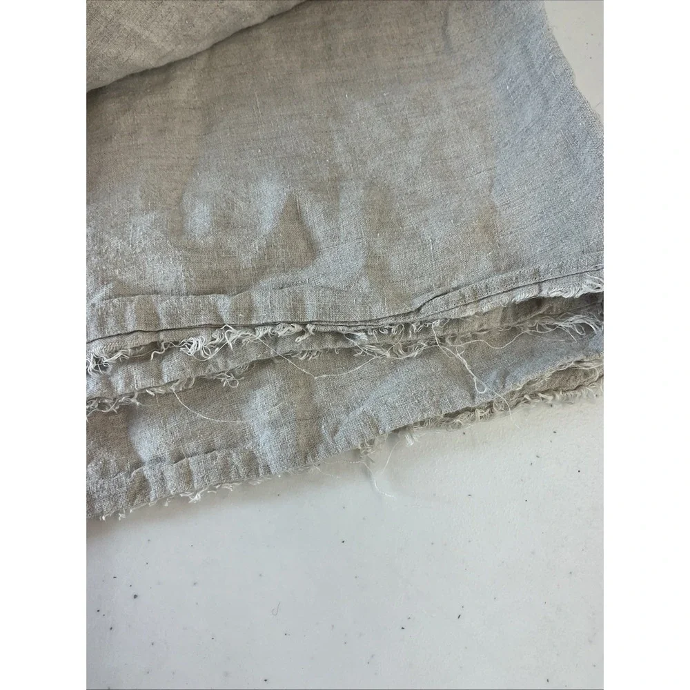 Pom Pom At Home Linen  Table‎ Cloth Throw Ocean Beach Frayed Edge Beige 66x 100